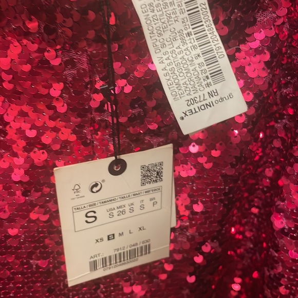 NWT Zara fuchsia sequin flare pants - Picture 9 of 9